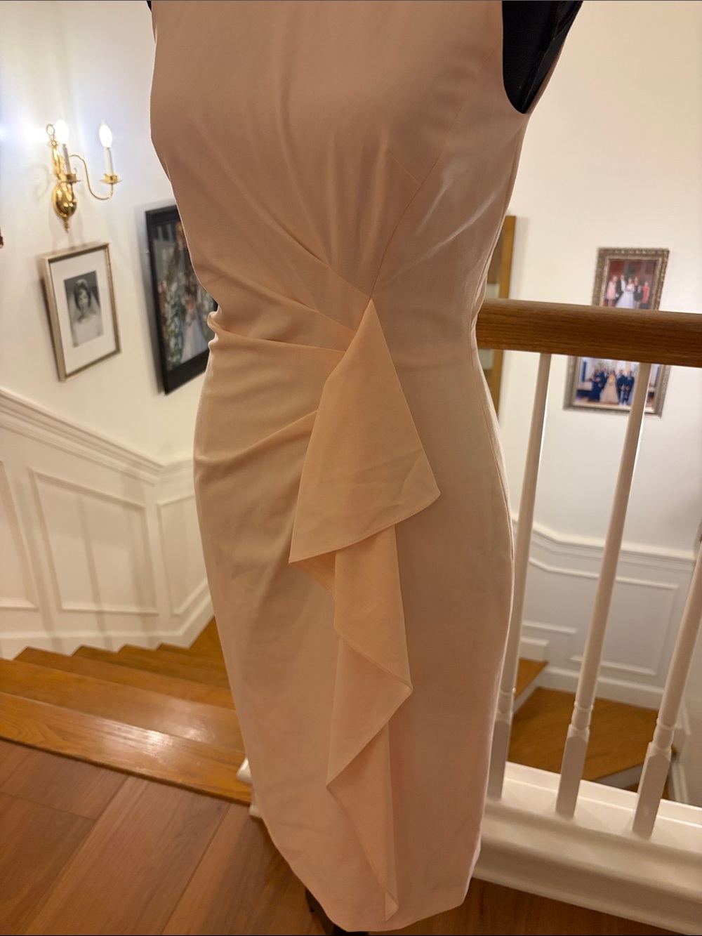 Antonio Melani Sleeveless Blush Pink Sheath Dress with Front Ruffle 0 - Picture 3 of 4